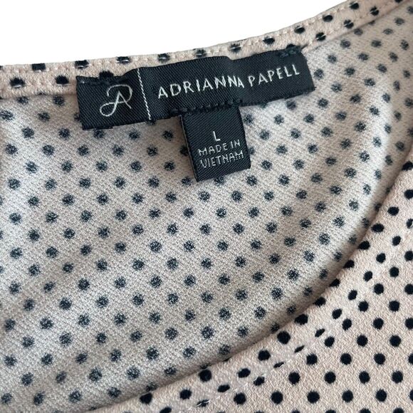 Adrianna Papell Large Pink Polka Dot Blouse Ruffle Sleeve Top - Picture 4 of 4